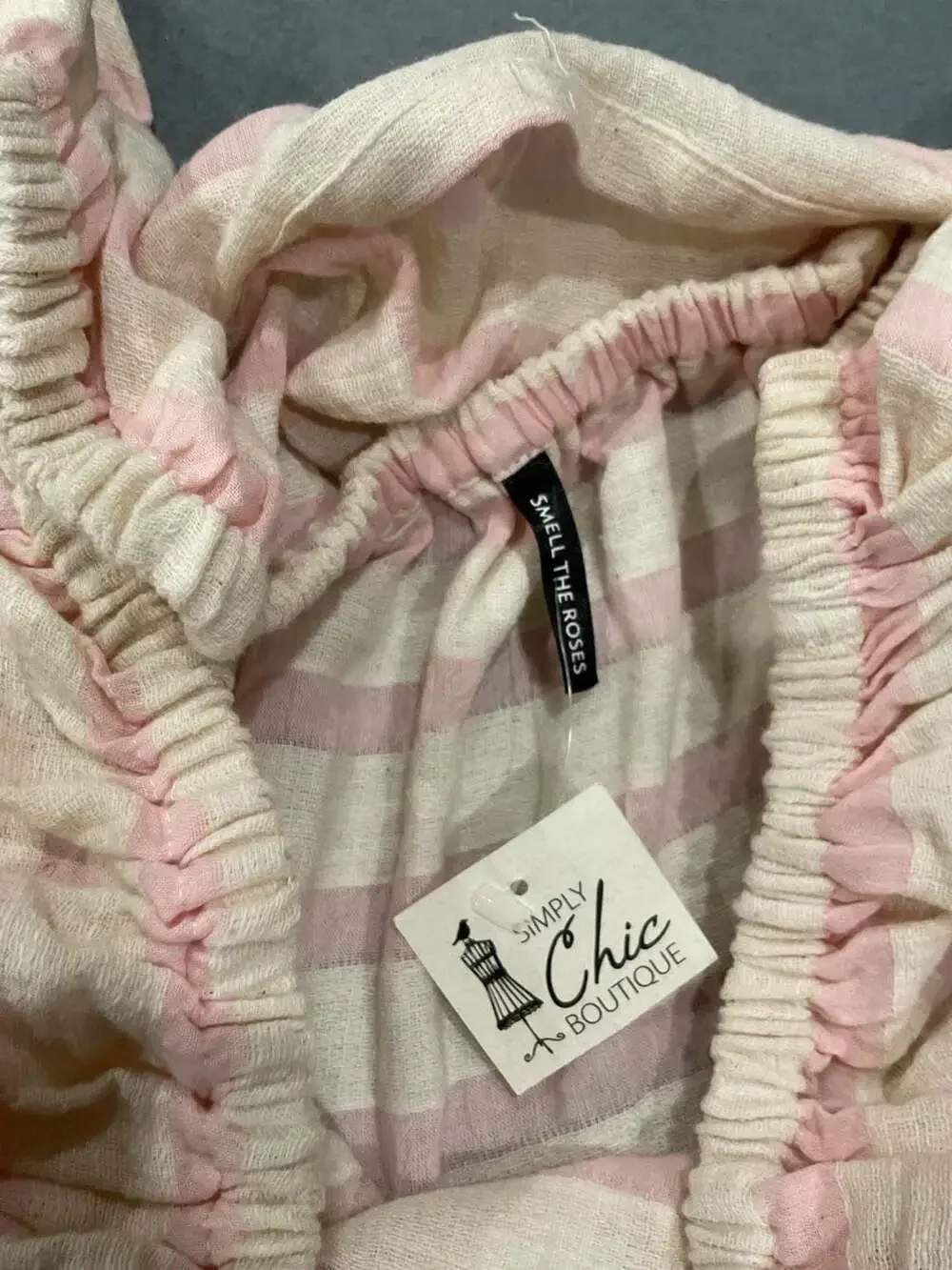 Smell The Roses Pink and White Striped Off-the-shoulder Ruffle Blouse